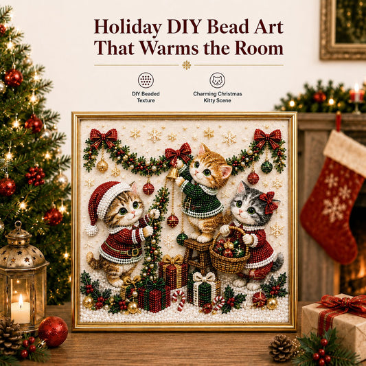 🎅🐱 LAST DAY 50% OFF-3D Pearl Christmas Cat Art Kit-Beginner-Friendly DIY Holiday Decoration ❄️🎄(📦Buy 2 Free Shipping)