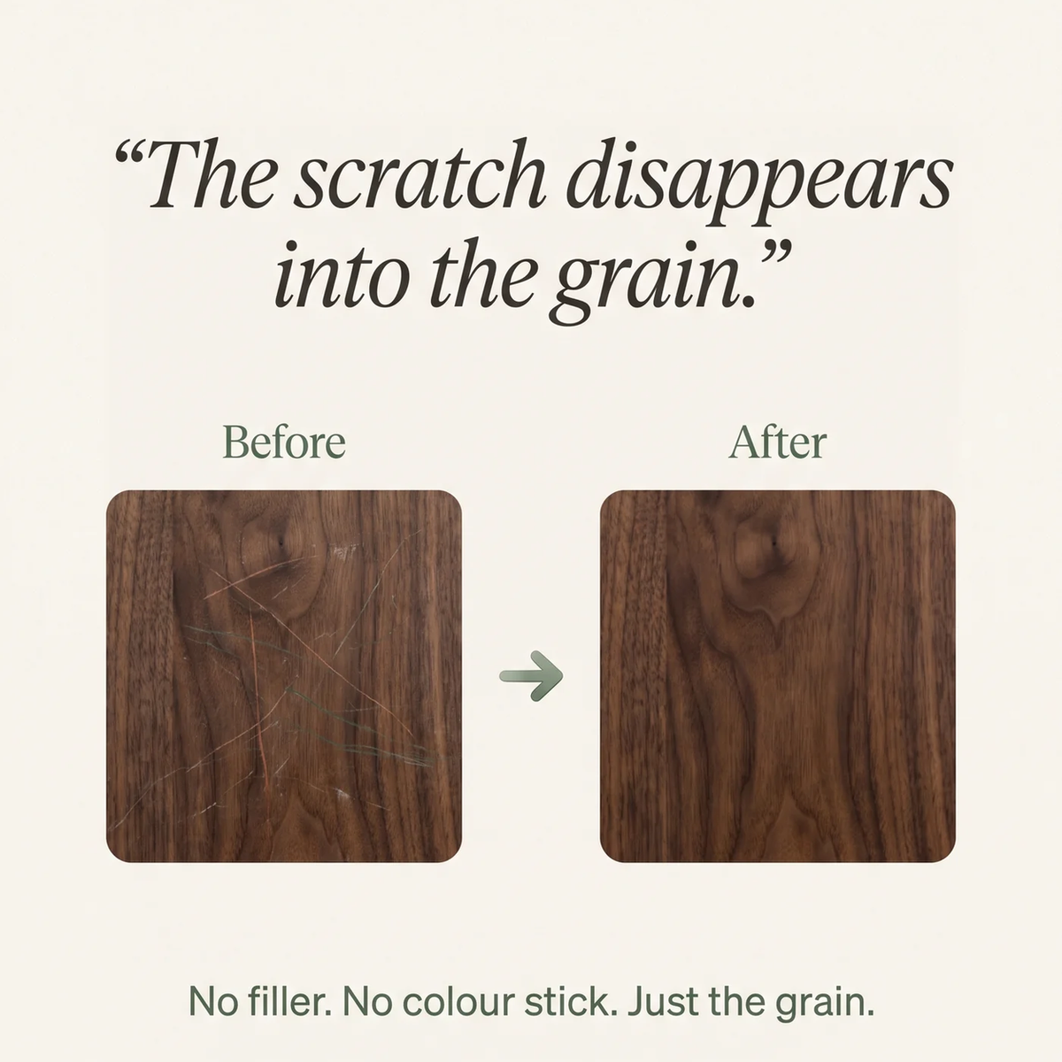 Wood Scratch Repair Balm – No Color Matching, Works on Any Wood in Minutes
