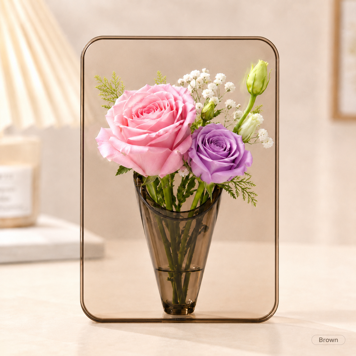 Acrylic Photo Frame Vase for Fresh Flowers – Water-Holding Tabletop Flower Vase