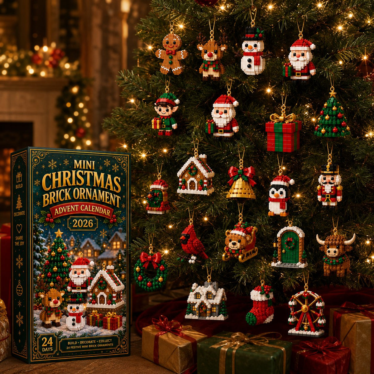 24-Day Mini Christmas Ornament Advent Calendar – Last Day to Save 49% | 24 Unique Festive Designs with Hanging Loops for Christmas Trees, Wreaths & Holiday Displays (📦Buy 2, Free Shipping)