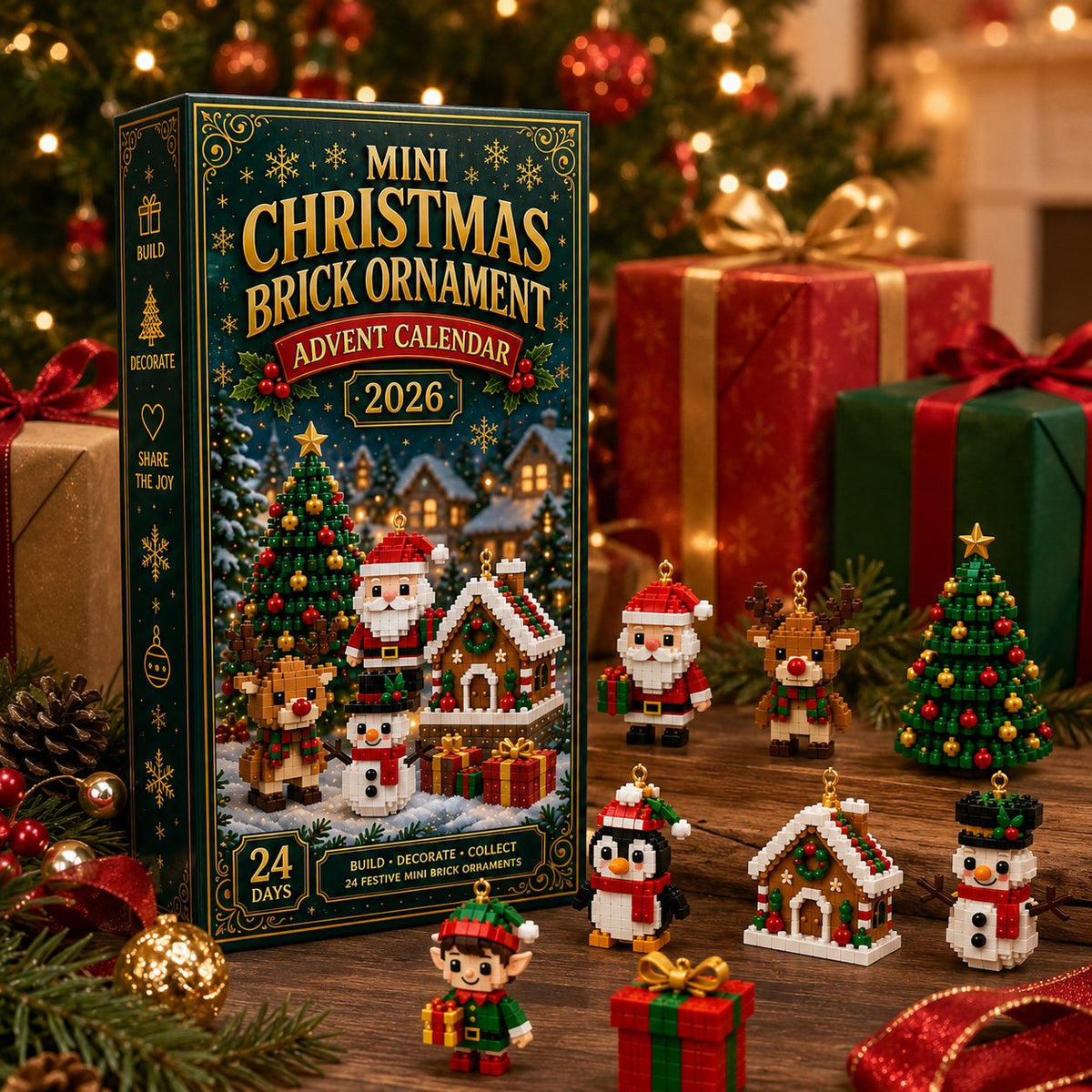 24-Day Mini Christmas Ornament Advent Calendar – Last Day to Save 49% | 24 Unique Festive Designs with Hanging Loops for Christmas Trees, Wreaths & Holiday Displays (📦Buy 2, Free Shipping)