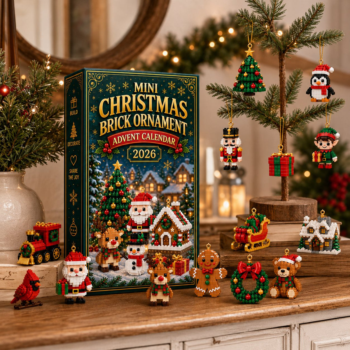 24-Day Mini Christmas Ornament Advent Calendar – Last Day to Save 49% | 24 Unique Festive Designs with Hanging Loops for Christmas Trees, Wreaths & Holiday Displays (📦Buy 2, Free Shipping)